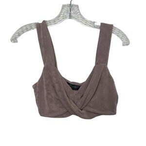 B Sydney Twist Front Crop Top Medium Mauve New Wide Straps Terry Cloth Summer